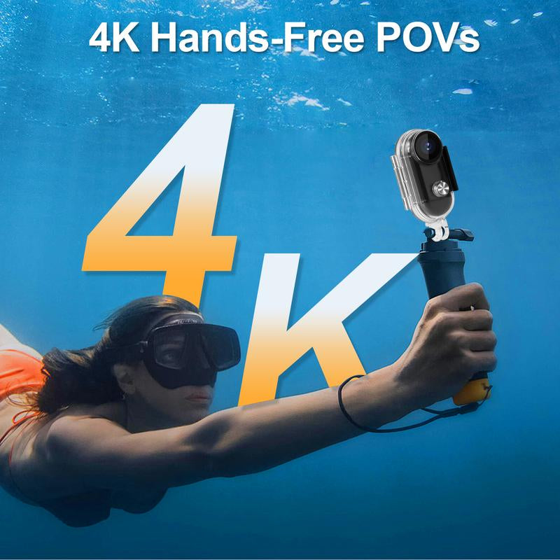 NUISK 128GB 4K Thumb Action Camera, Thumb POV Portable Body Cam, Tiny Size, Hands Free, Mount Anywhere Magnetic Sport DV, Bike Cycling, Pet, Vlogging