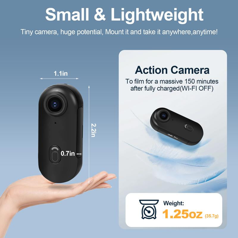 NUISK 128GB 4K Thumb Action Camera, Thumb POV Portable Body Cam, Tiny Size, Hands Free, Mount Anywhere Magnetic Sport DV, Bike Cycling, Pet, Vlogging