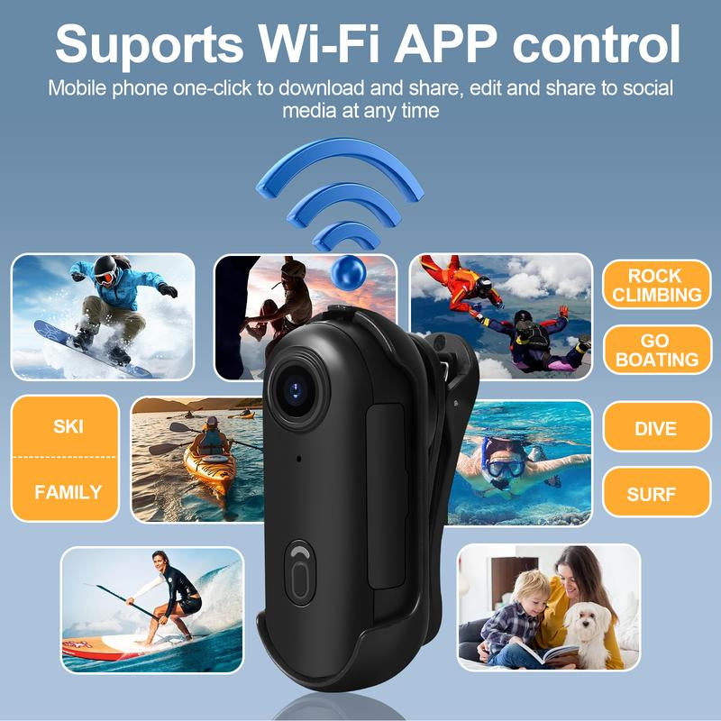 NUISK 128GB 4K Thumb Action Camera, Thumb POV Portable Body Cam, Tiny Size, Hands Free, Mount Anywhere Magnetic Sport DV, Bike Cycling, Pet, Vlogging